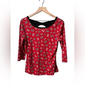 Disney Red Women's Top with Bow Pattern
